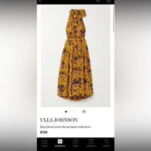 Ulla Johnson Maya Neck-Tie Midi Floral Silk Dress